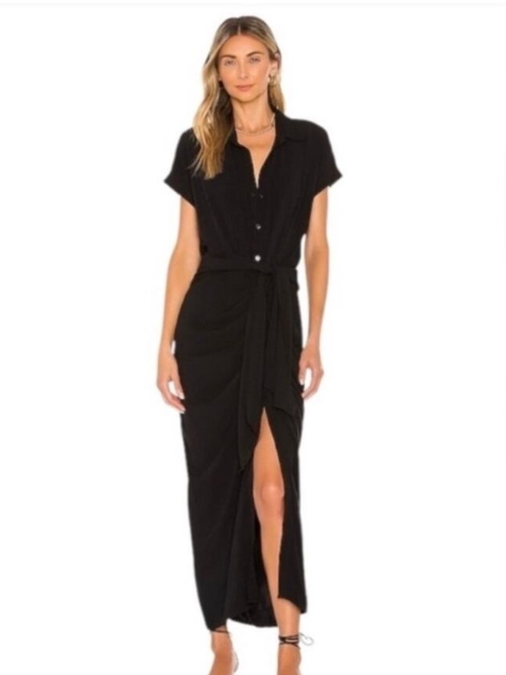 LSPACE black prism ruched maxi dress